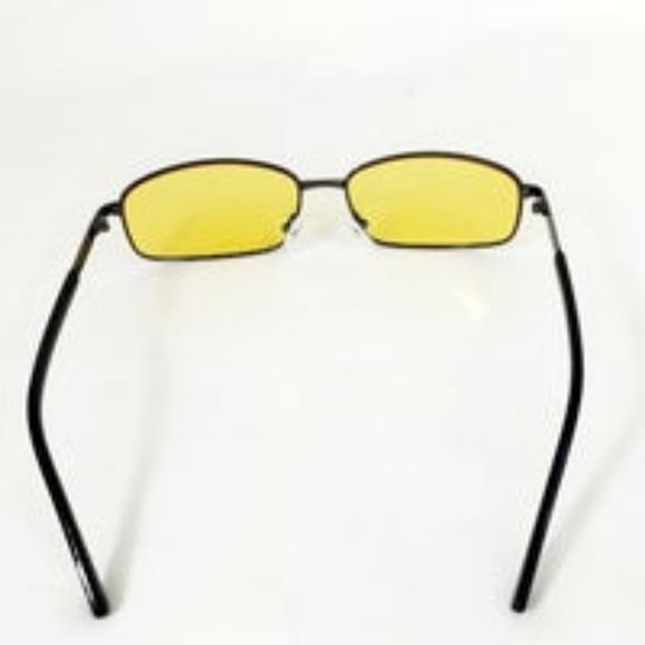 Nordstrom Rectangle Gunmetal Frames Yellow Polarized Lens Sunglasses ES1151